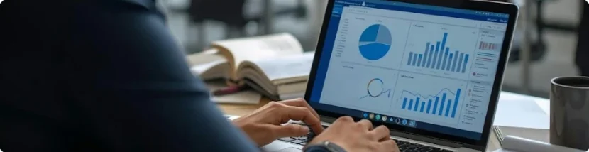 Demand forecasting dashboard on a laptop